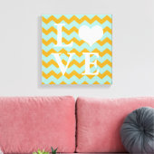 Chervon muster gelbe Herz-LIEBE Leinwand Wandkunst (Insitu (Wohnzimmer))