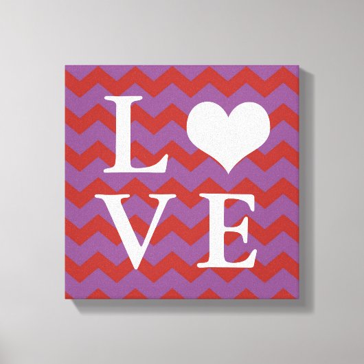 Chervon Muster rote Herz LIEBE Leinwand Wandkunst (Vorderseite)