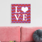 Chervon Muster rote Herz LIEBE Leinwand Wandkunst (Insitu (Wohnzimmer))