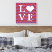 Chervon Muster rote Herz LIEBE Leinwand Wandkunst (Insitu (Schlafzimmer))