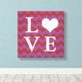 Chervon Muster rote Herz LIEBE Leinwand Wandkunst (Insitu (Holzboden))
