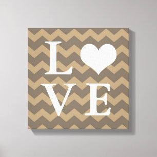 Chervon pattern taupe Herz LIEBE Leinwand Wandkuns