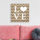 Chervon pattern taupe Herz LIEBE Leinwand Wandkuns (Insitu (Wohnzimmer))
