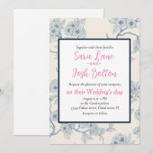 Chery blossom branches in blue and off white einladung (Vorne/Hinten)