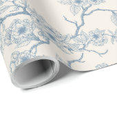 Chery blossom branches in blue and off white geschenkpapier (Rolleneckpunkt)
