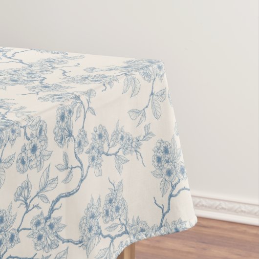 Chery blossom branches in blue and off white tischdecke (Beispiel)