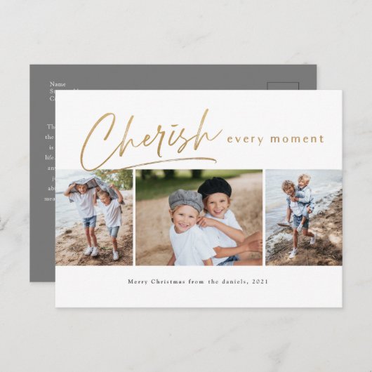 Cheryl jeden Augenblick drei Foto Weihnachtskarte Postkarte (Vorne/Hinten)