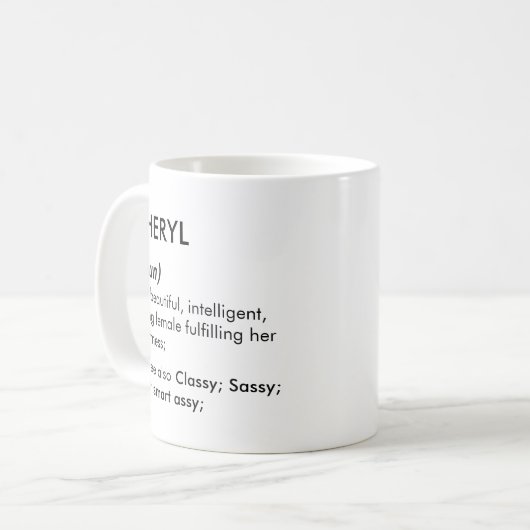 Cheryl name, Editable name, Custom name Kaffeetasse (Vorderseite Links)