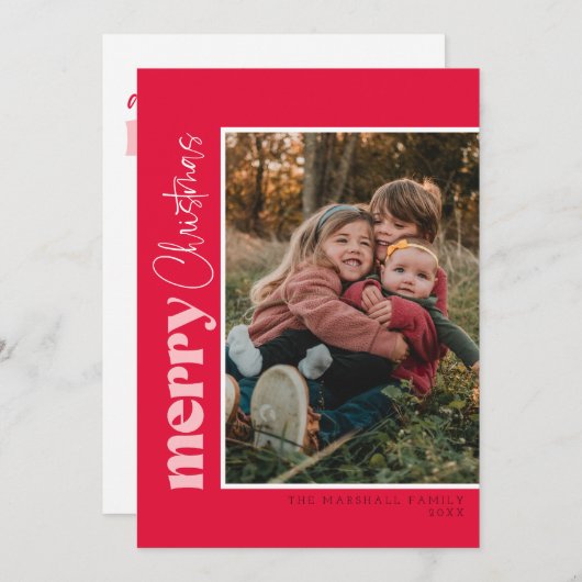 CHERYL Weihnachtskarte Rot und Rosa Einladung (Vorne/Hinten)