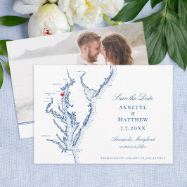 Chesapeake Bay Annapolis MD Navy Blue Wedding Save The Date