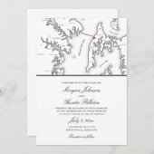 Chesapeake Bay Beach Club Black and White Wedding Einladung (Vorne/Hinten)