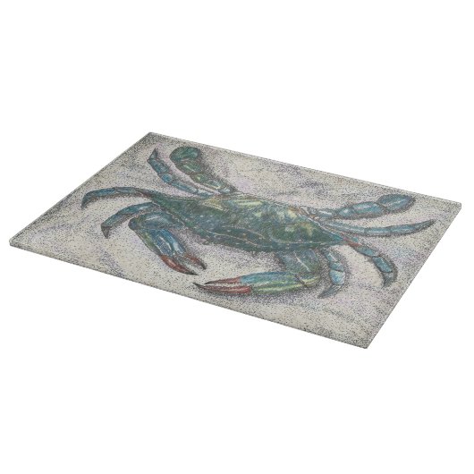 Chesapeake Bay Blue Crab Glas Cutting Board Schneidebrett (Ecke)