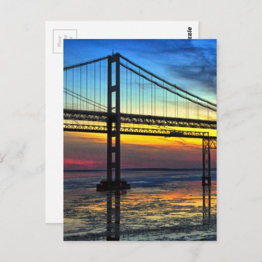 Chesapeake Bay Bridge Icy Sunset Silhouette Postkarte (Vorne/Hinten)