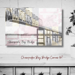 Chesapeake Bay Bridge Maryland Flag Canvas Print Leinwanddruck