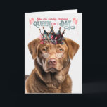 Chesapeake Bay Dog Queen for Day Funny Birthday Karte<br><div class="desc">Die Hundemutter,  Züchterin,  Rettungsgal oder Liebhaber der Hunderasse Chesapeake Bay Retriever wird sich sicher quälen,  wenn sie diese bezaubernde und humorvolle Geburtstagskarte öffnet.</div>