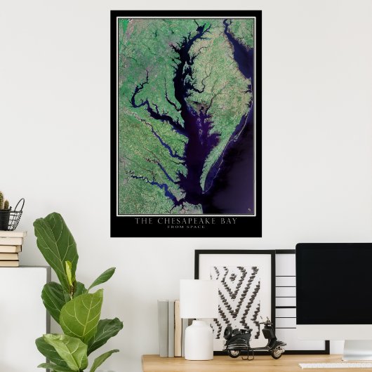 Chesapeake Bay Maryland - Virginia Satellite Map Poster (Heimbüro)