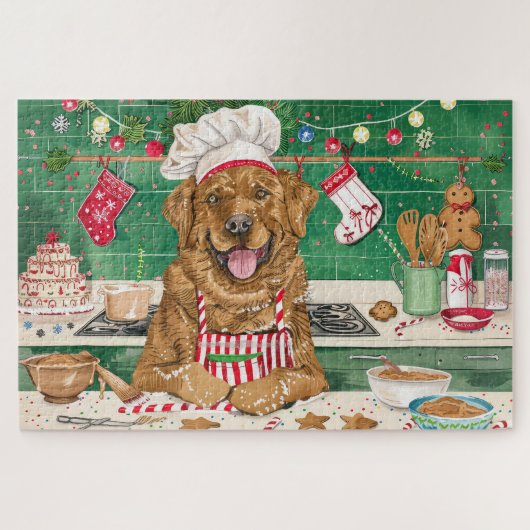 Chesapeake Bay Retriever Backen: Feierliche Weihna Puzzle (Horizontal)