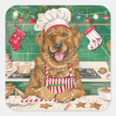 Chesapeake Bay Retriever Backen: Feierliche Weihna Quadratischer Aufkleber (Vorderseite)