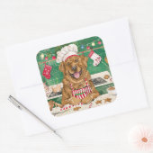 Chesapeake Bay Retriever Backen: Feierliche Weihna Quadratischer Aufkleber (Umschlag)