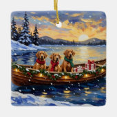 Chesapeake Bay Retriever Christmas Boat Holiday Keramikornament (Vorderseite)