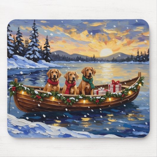 Chesapeake Bay Retriever Christmas Boat Holiday Mousepad (Vorne)
