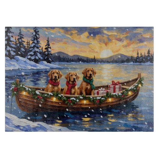 Chesapeake Bay Retriever Christmas Boat Holiday Schneidebrett (Vorderseite)