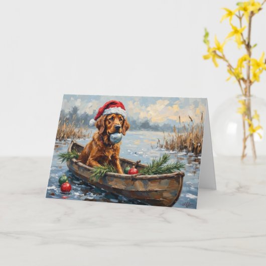 Chesapeake Bay Retriever Christmas Hunting Boat Karte (Gelbe Blume)