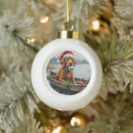 Chesapeake Bay Retriever Christmas Hunting Boat Keramik Kugel-Ornament (Baum)