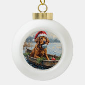 Chesapeake Bay Retriever Christmas Hunting Boat Keramik Kugel-Ornament (Vorderseite)