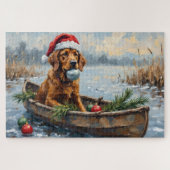 Chesapeake Bay Retriever Christmas Hunting Boat Puzzle (Horizontal)