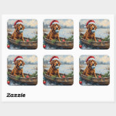 Chesapeake Bay Retriever Christmas Hunting Boat Quadratischer Aufkleber (Blatt)