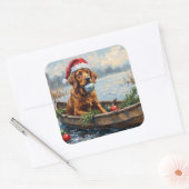 Chesapeake Bay Retriever Christmas Hunting Boat Quadratischer Aufkleber (Umschlag)