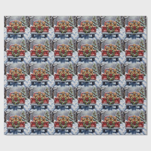 Chesapeake Bay Retriever Christmas Red Truck  Geschenkpapier (Flach)