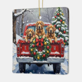 Chesapeake Bay Retriever Christmas Red Truck  Keramikornament (Links)