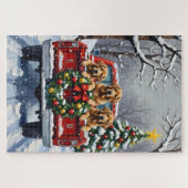 Chesapeake Bay Retriever Christmas Red Truck Puzzle (Horizontal)