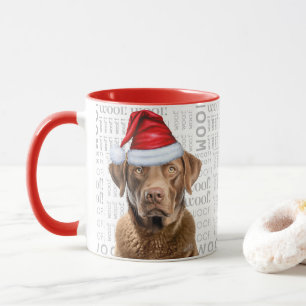 Chesapeake Bay Retriever Dog Santa Woof Hintergrun Tasse