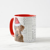 Chesapeake Bay Retriever Dog Santa Woof Hintergrun Tasse (Vorderseite Links)