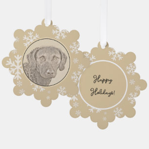Chesapeake Bay Retriever Gemälde Original-Hunde-Ku Ornament Karte