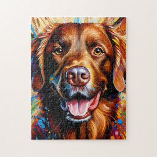 Chesapeake Bay Retriever Hund Portrait Acryl Kunst Puzzle