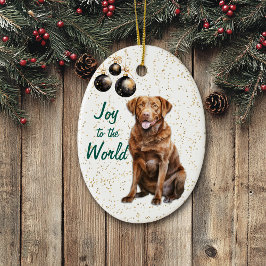 Chesapeake Bay Retriever Joy to World Holiday Keramik Ornament