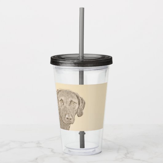 Chesapeake Bay Retriever Malerei Original Dog Art Acryltrinkbecher (Vorderseite)