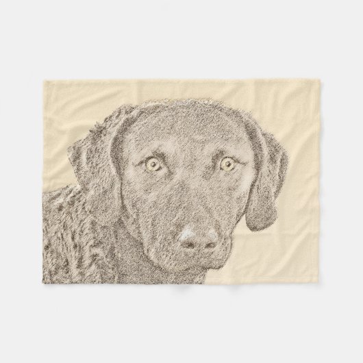 Chesapeake Bay Retriever Malerei Original Dog Art Fleecedecke (Vorderseite (Horizontal))