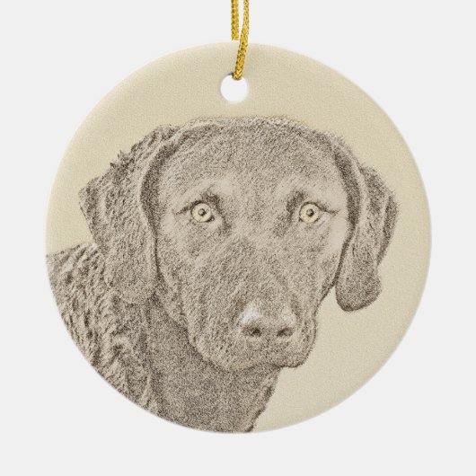 Chesapeake Bay Retriever Malerei Original Dog Art Keramikornament (Vorne)