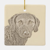 Chesapeake Bay Retriever Malerei Original Dog Art Keramikornament (Rückseite)