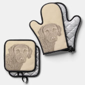 Chesapeake Bay Retriever Malerei Original Dog Art Ofenhandschuh & Topflappen-Set (Vorderseite/Rückseite)