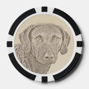 Chesapeake Bay Retriever Malerei Original Dog Art Pokerchips