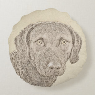 Chesapeake Bay Retriever Malerei Original Dog Art Rundes Kissen