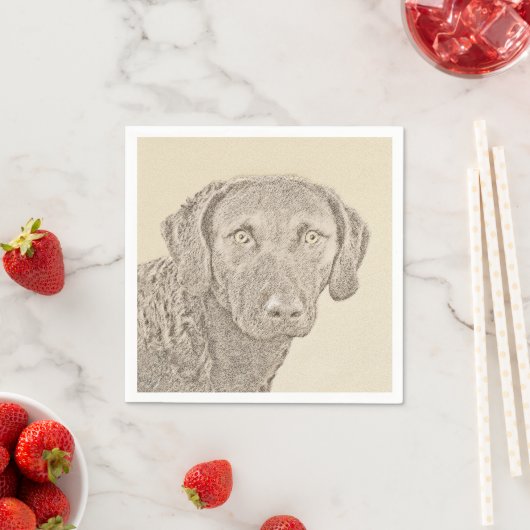 Chesapeake Bay Retriever Malerei Original Dog Art Serviette (Beispiel)