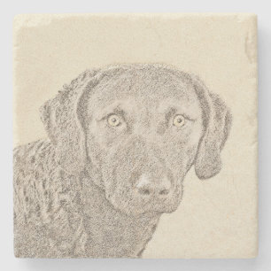 Chesapeake Bay Retriever Malerei Original Dog Art Steinuntersetzer