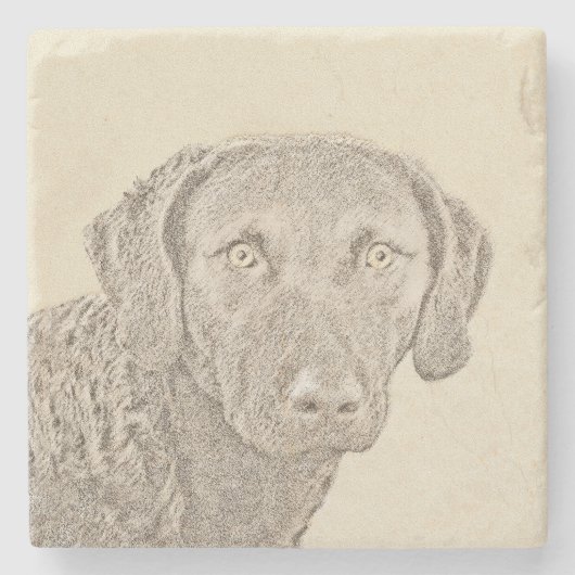 Chesapeake Bay Retriever Malerei Original Dog Art Steinuntersetzer (Vorderseite)